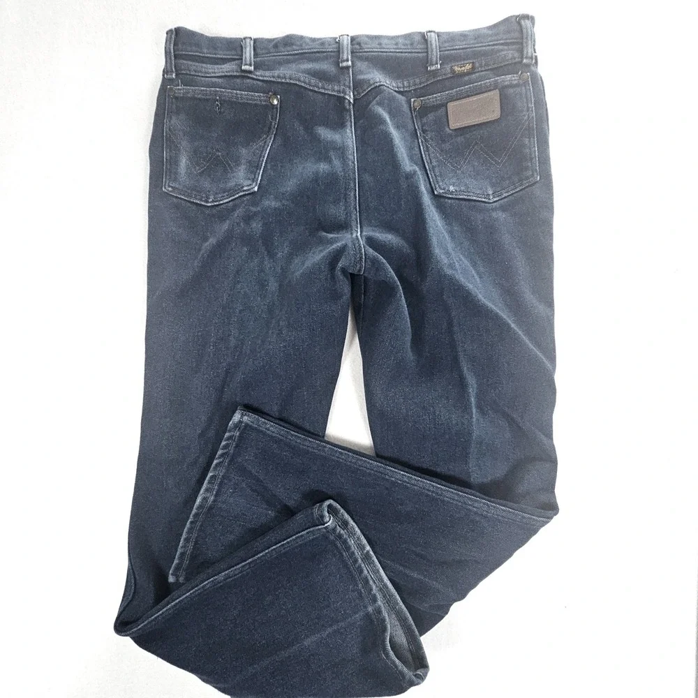 Vintage Wrangler Mens Straight Leg Jeans Blue Denim Made in USA 35x31 - Picture 7 of 9
